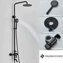 Barral Columna Ducha Acero Inox Redonda C/telefono Negro Mate Negro