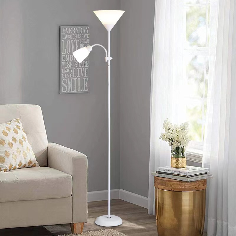[lamp01] Lampara de pie con brazo para lectura Terracota (Blanco)