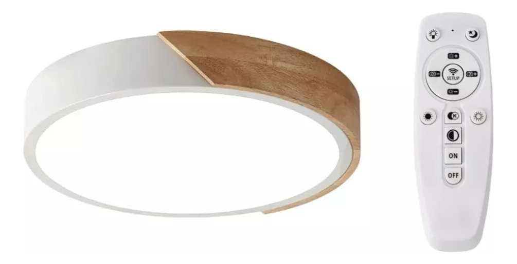 [PL30B] Lampara Plafon Madera VALLE 30 cm + CON CONTROL ( 18 w )