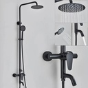 Barral Columna Ducha Acero Inox Redonda C/telefono Negro Mate Negro